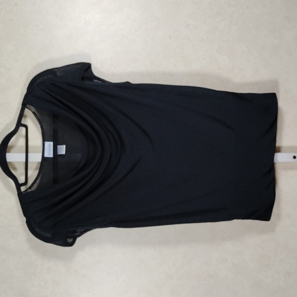6151 Chico's black draped neck blouse 1 M